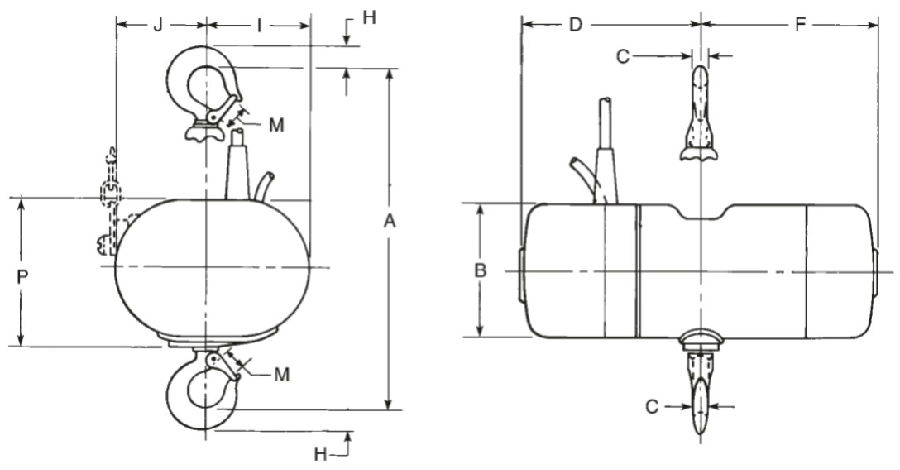 美國(guó)科美 LODESTAR D8 電動(dòng)環(huán)鏈葫蘆結(jié)構(gòu)圖