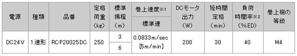 日本日智 RCP2DC型電動(dòng)葫蘆技術(shù)參數(shù)