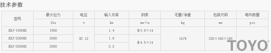 日本東洋TOYO KDJ-1500H2--KDJ-2500H2型電動(dòng)絞盤技術(shù)參數(shù)