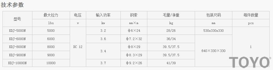 日本東洋TOYO KDJ-5000N--KDL-10000N型電動(dòng)絞盤技術(shù)參數(shù)